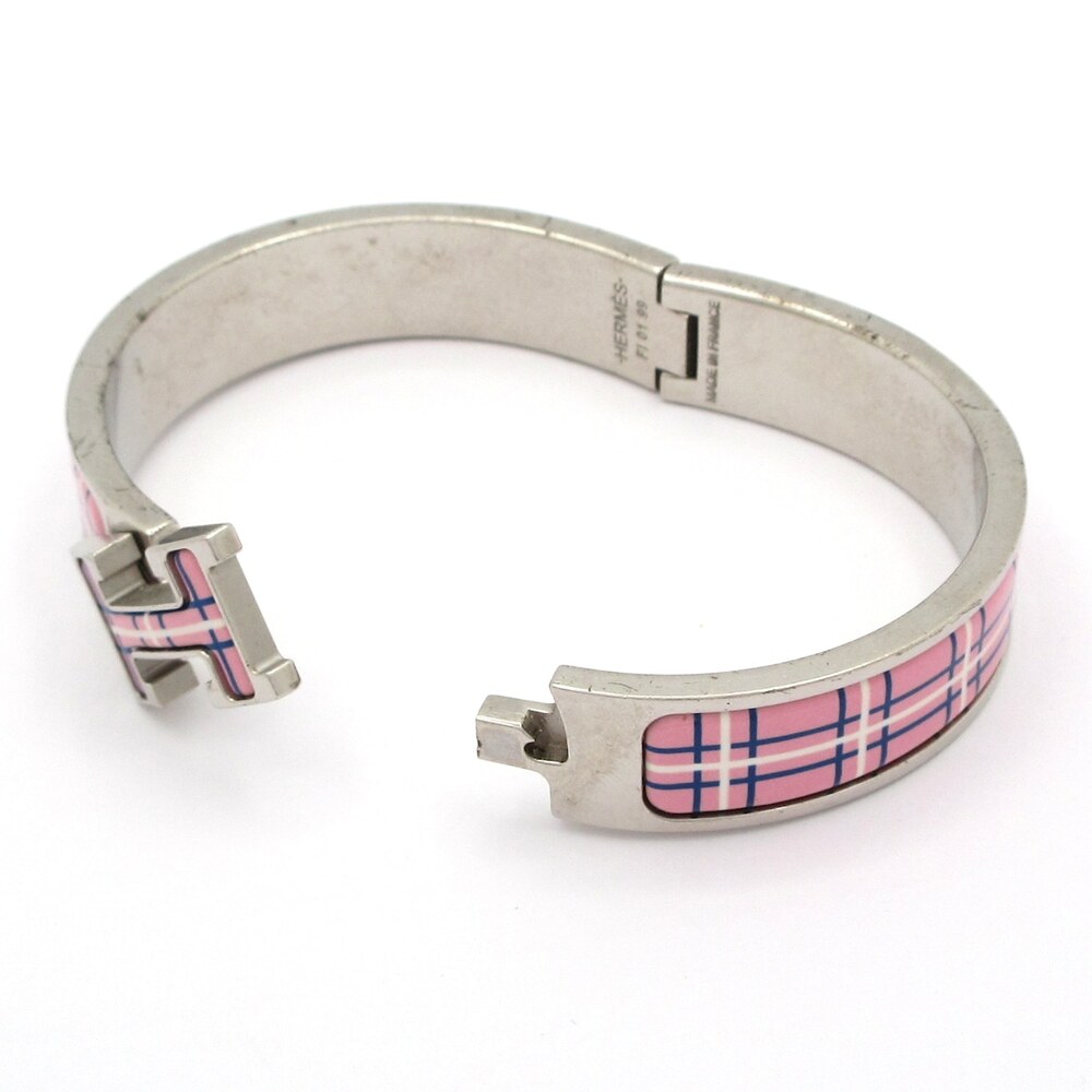 Hermès Clic H Bangle Silver Pink Multi Hardware Patent Leather - Picture 5 of 6